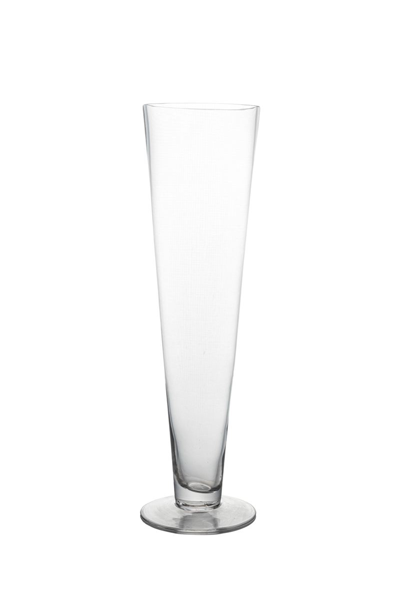 16 Inch Clear Cone Footed Glass Vase 4.25W x 16H -- 8 Per Case