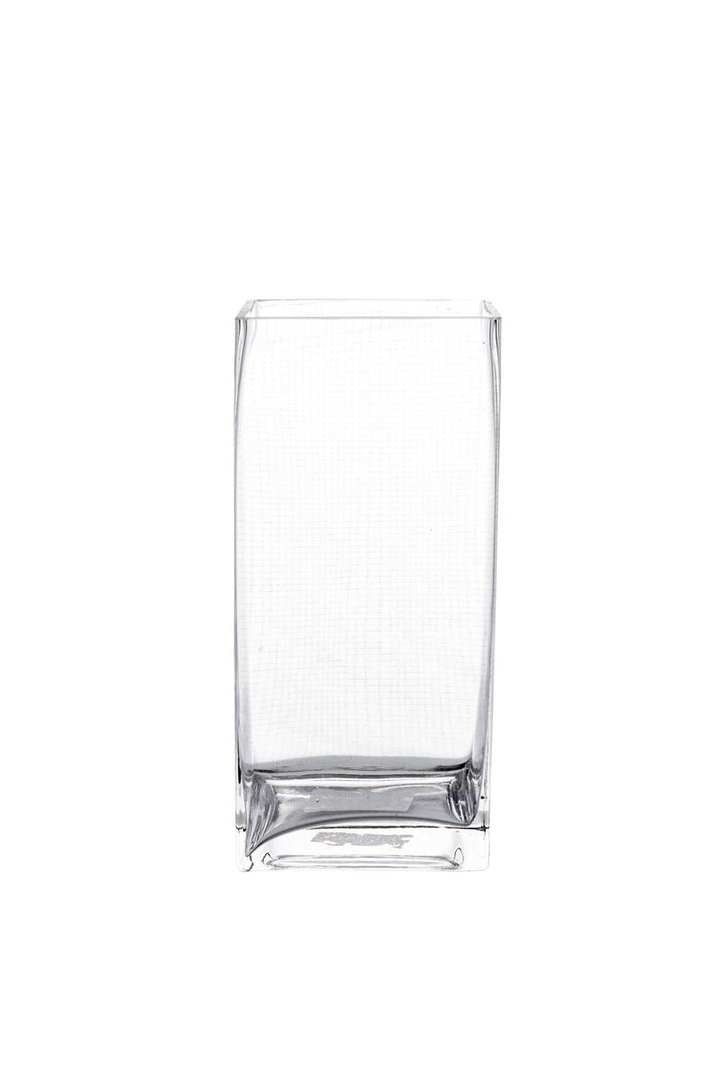 9 Inch Clear Rectangular Glass Vase 4L x 3W x 8H -- 12 Per Case