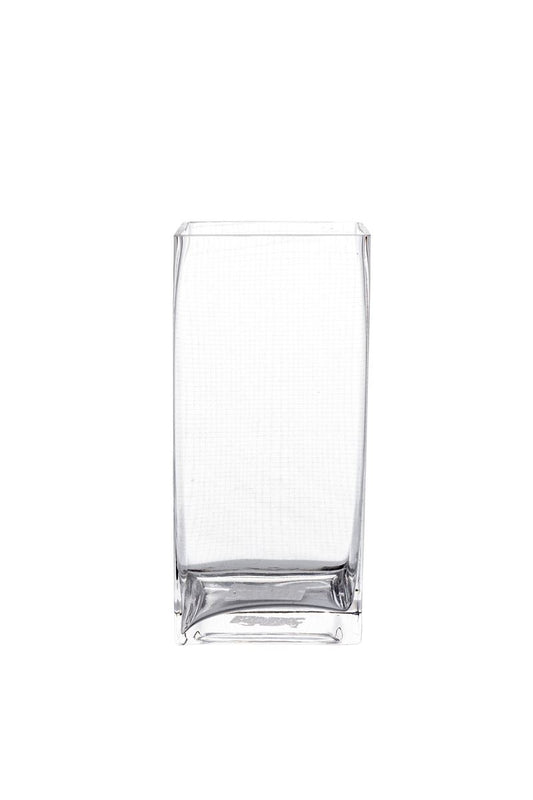 9 Inch Clear Rectangular Glass Vase 4L x 3W x 8H -- 12 Per Case