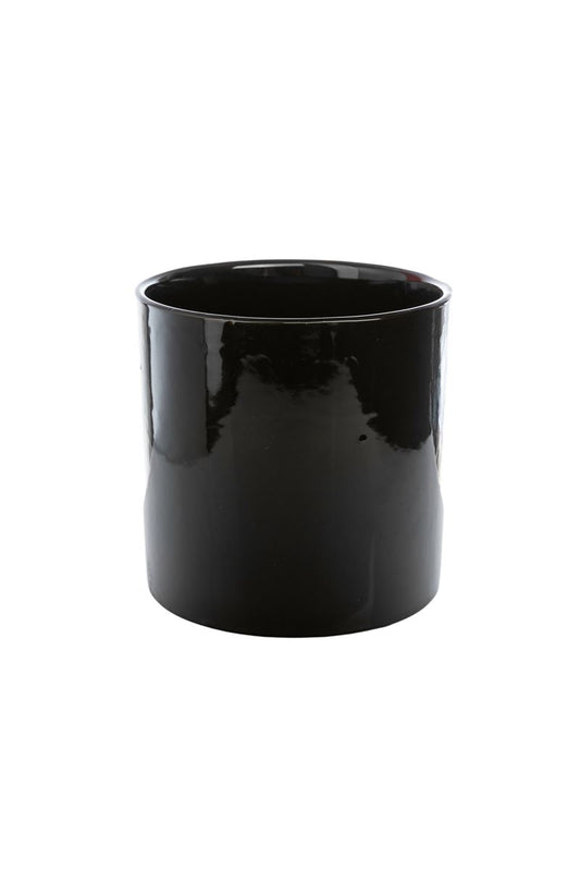 6 Inch Glossy Black Cylinder Ceramic Vase 6W x 6H -- 12 Per Case