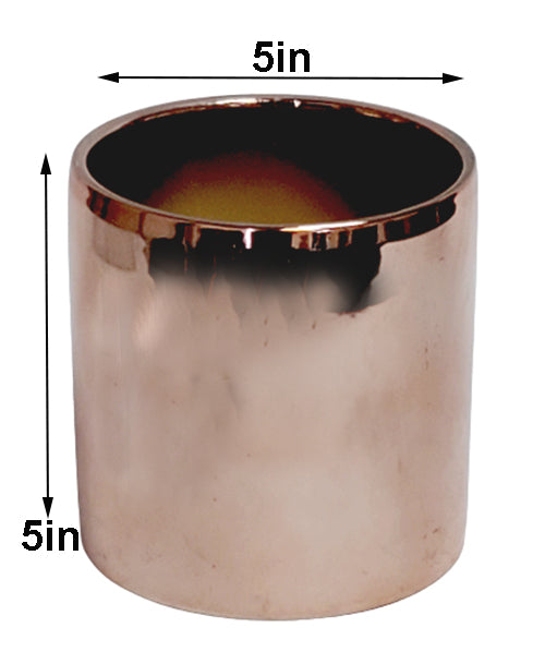 5 Inch Rose Gold Cylinder Ceramic Vase 5Dx5H -- 24 Per Case