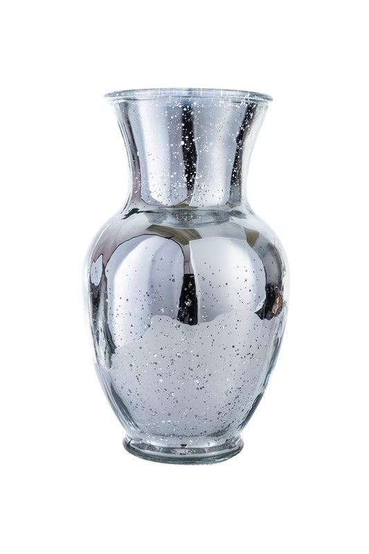 11 Inch Mercury Silver Ginger Glass Vase 6W x 11H -- 6 Per Case