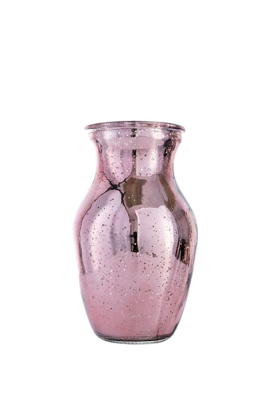 8 Inch Mercury Rose Ginger Glass Vase 4W x 8H -- 12 Per Case