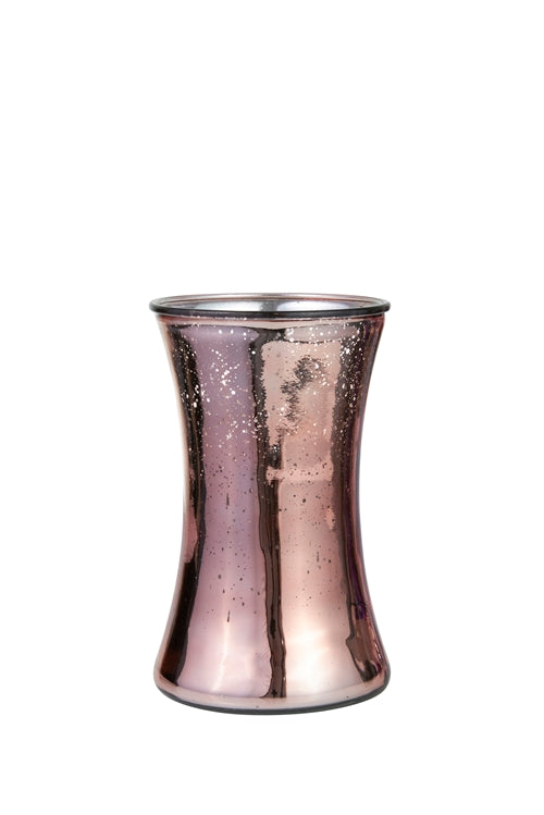 8 Inch Mercury Rose Gold Hour Glass Vase 5W x 8H -- 12 Per Case