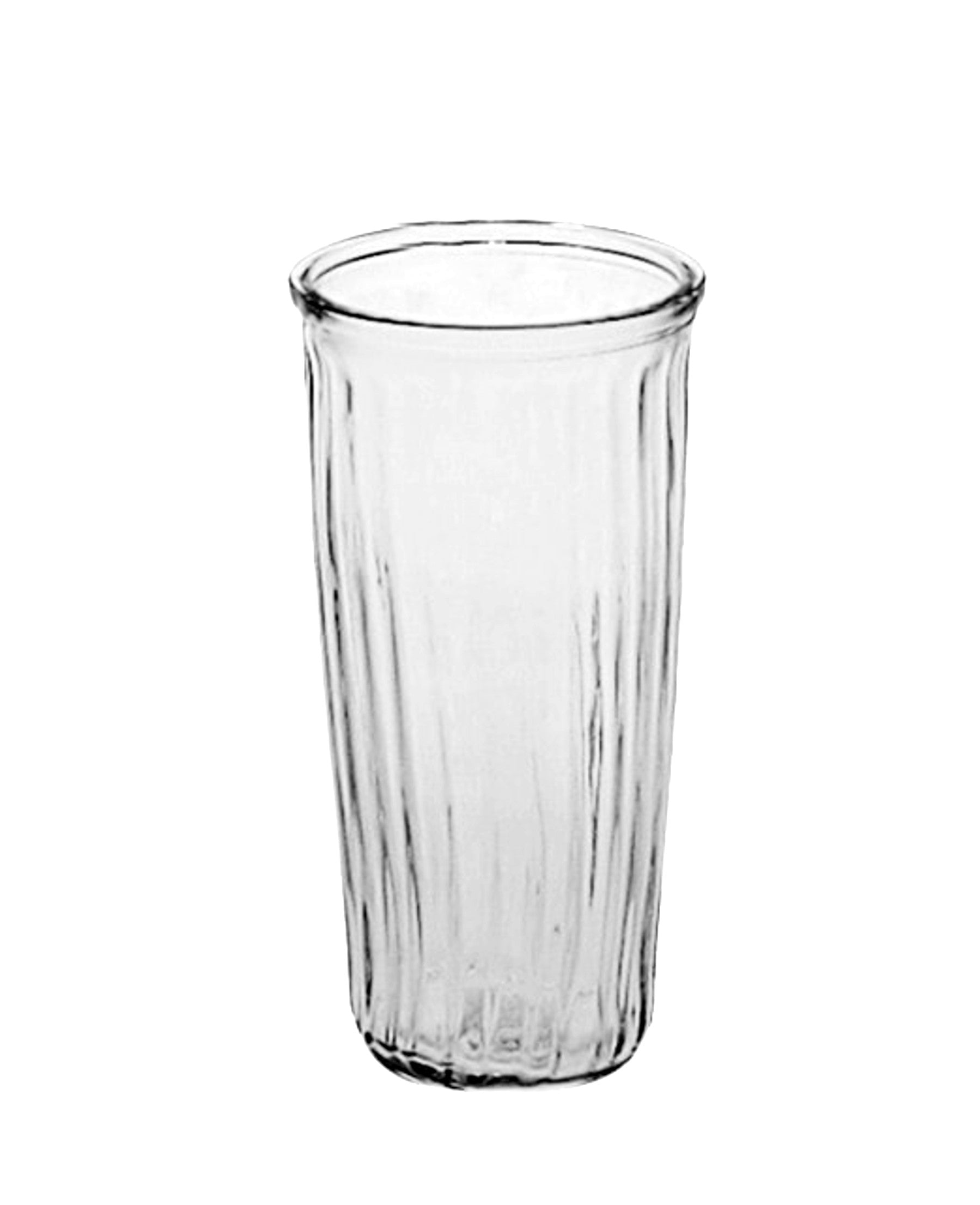 8 Inch Clear Ribbed Cup Glass Vase 4W x 8H -- 12 Per Case