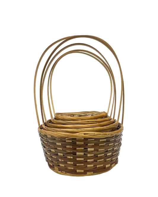 5-Piece Set Brown Round Basket 10.5W x 5H -- 12 Per Case