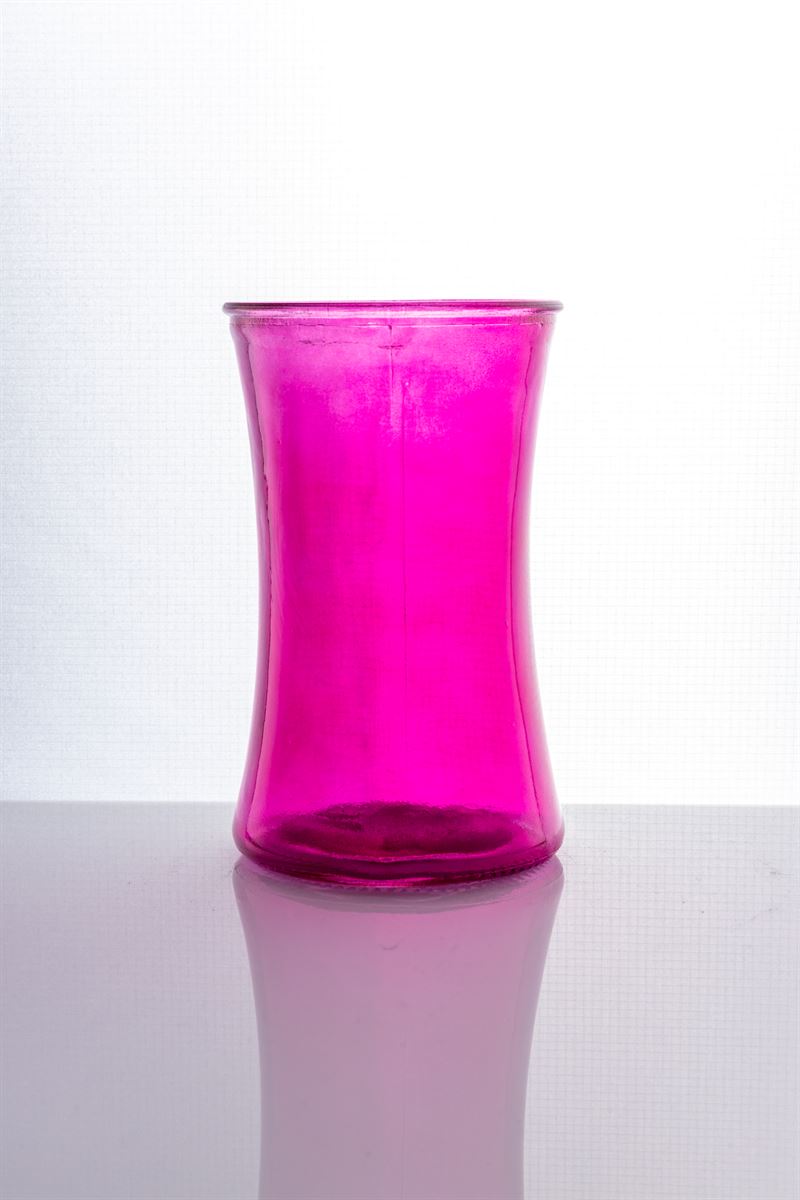 6.5 Inch Pink Hour Glass Vase 4W x 6.5H -- 24 Per Case