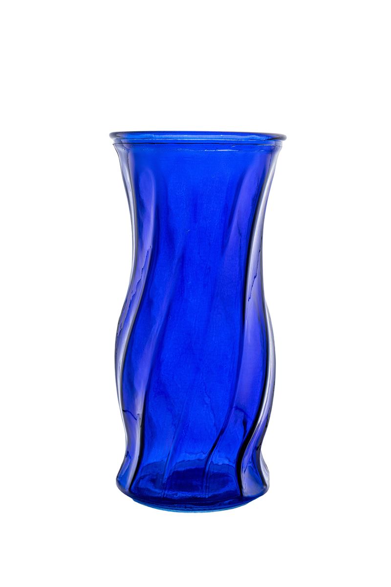 9.5 Inch Blue Illusion Glass Vase 4.75W x 9.5H -- 12 Per Case