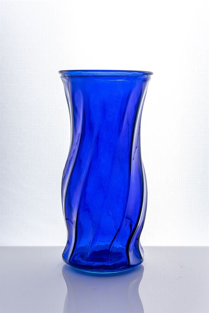 9.5 Inch Blue Illusion Glass Vase 4.75W x 9.5H -- 12 Per Case