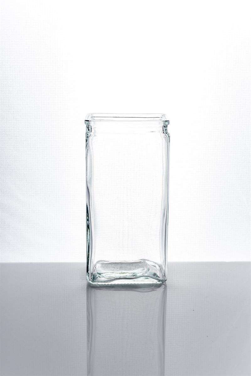 8 Inch Clear Rectangle Glass Vase 4L x 3W x 8H -- 12 Per Case