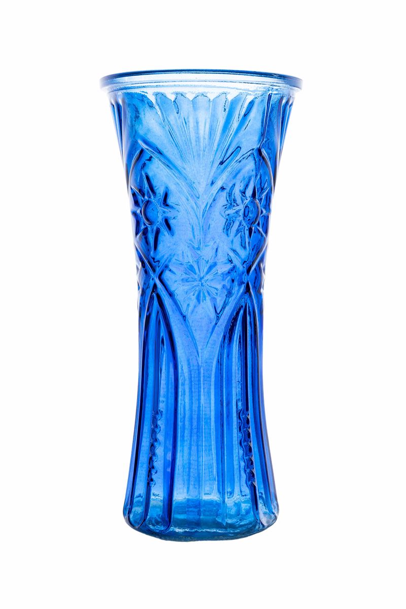 11.5 Inch Blue Textured Hour Glass Vase 5.25W x 11.5H -- 20 Per Case