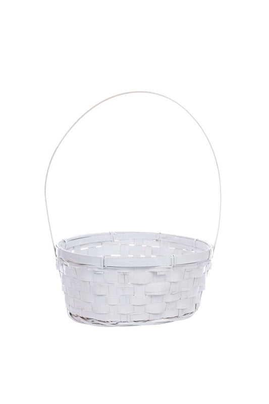 4.5 Inch White Round Wooden Basket 10W x 4.5H -- 48 Per Case
