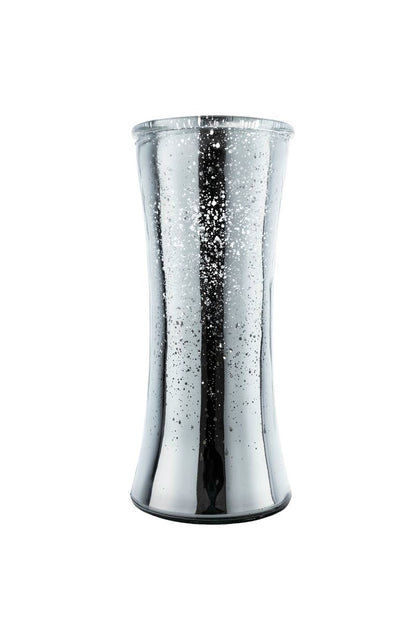 10 Inch Mercury Silver Hour Glass Vase 4W x 10H -- 12 Per Case