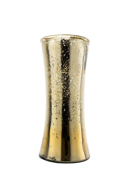 10 Inch Mercury Gold Hour Glass Vase 4W x 10H -- 12 Per Case