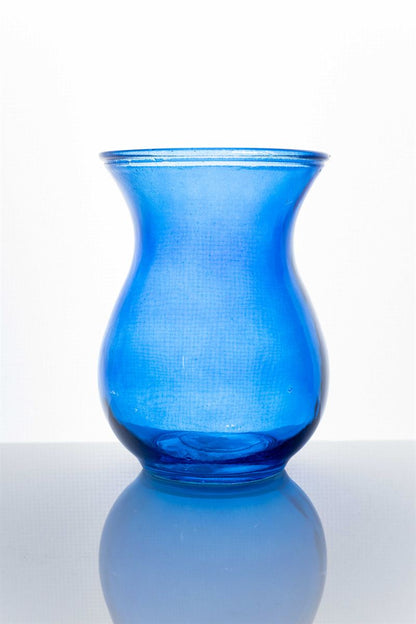 7.5 Inch Dark Blue Belly Glass Vase 5.5W x 7.5H -- 12 Per Case