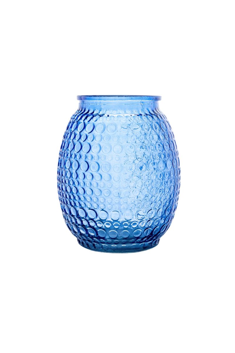 7 Inch Blue Bullet Glass Vase 4W x 7H -- 12 Per Case