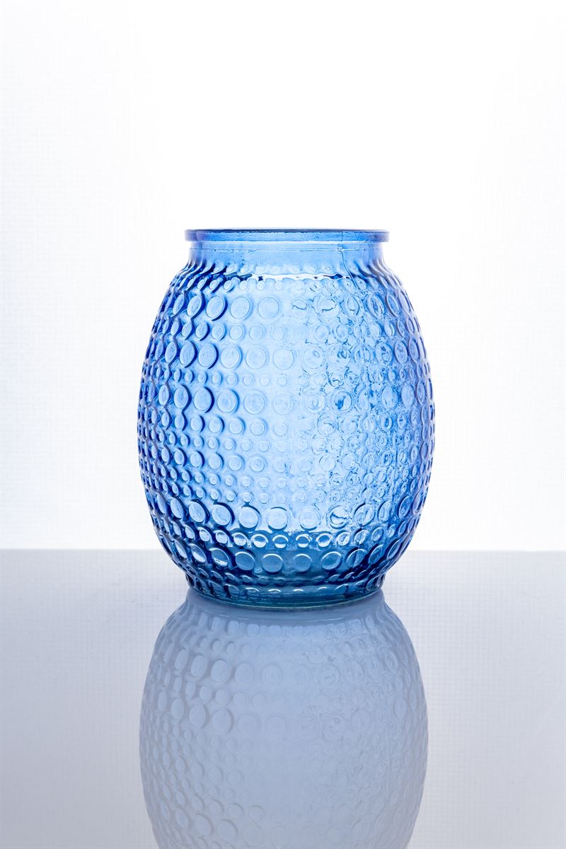 7 Inch Blue Bullet Glass Vase 4W x 7H -- 12 Per Case