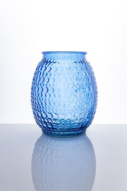 7 Inch Blue Bullet Glass Vase 4W x 7H -- 12 Per Case