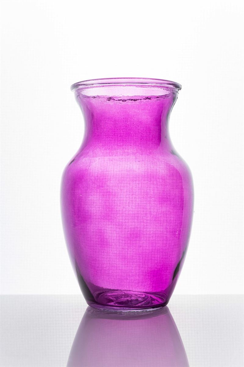 8 Inch Purple Belly Glass Vase 4W x 8H -- 24 Per Case