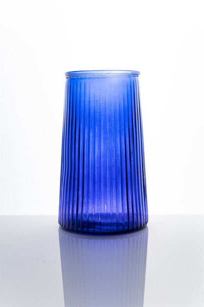 8.25 Inch Cobalt Blue Tapered Cylinder Glass Vase 4W x 8.25H -- 24 Per Case