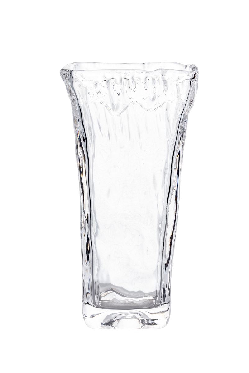 9.5 Inch Clear Tapered Square Glass Vase 5W x 9.5H -- 12 Per Case