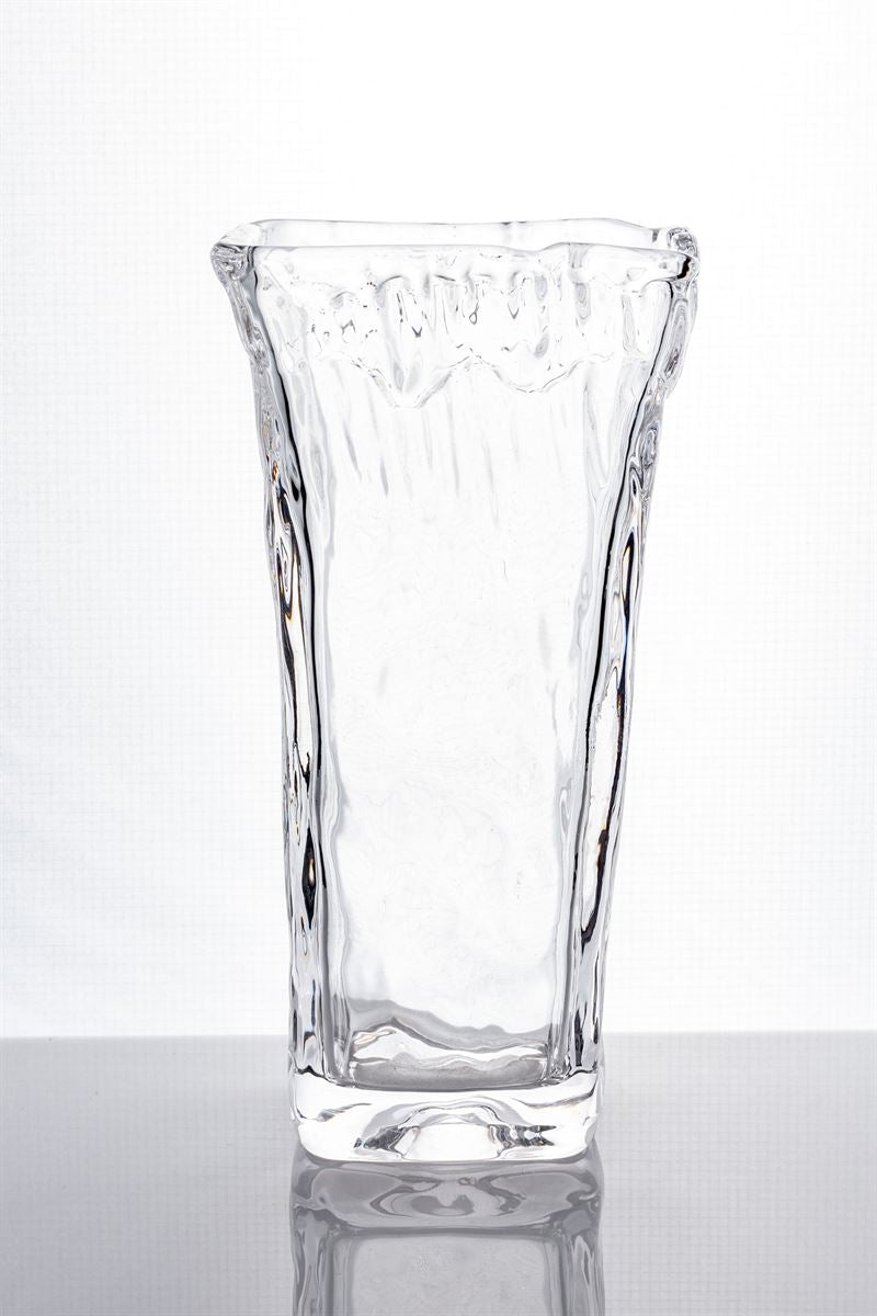 9.5 Inch Clear Tapered Square Glass Vase 5W x 9.5H -- 12 Per Case