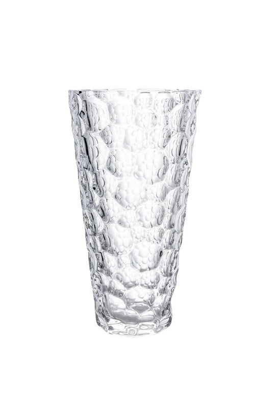 9.75 Inch Clear Textured Cup Glass Vase 5W x 9.75H -- 12 Per Case