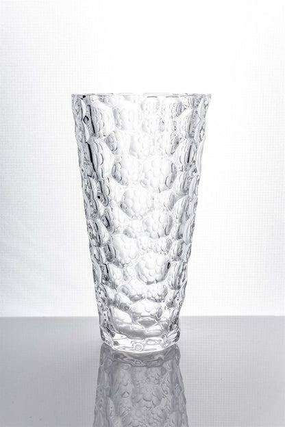 9.75 Inch Clear Textured Cup Glass Vase 5W x 9.75H -- 12 Per Case