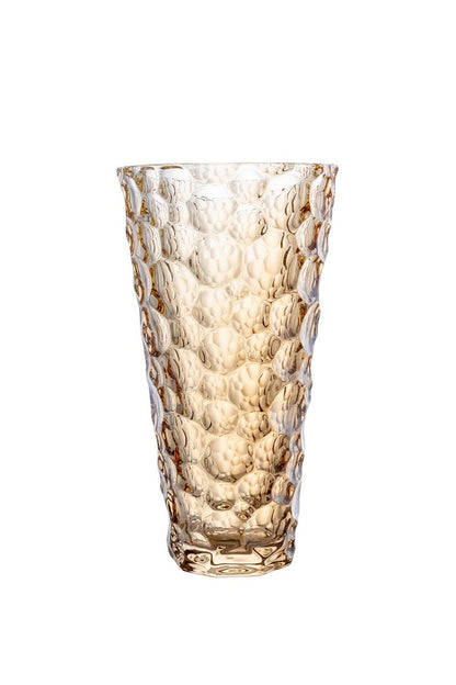 9.75 Inch Amber Textured Cup Glass Vase 5W x 9.75H -- 12 Per Case