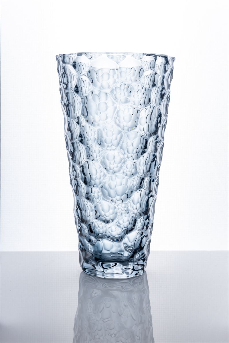 9.75 Inch Gray Textured Cup Glass Vase 5W x 9.75H -- 12 Per Case