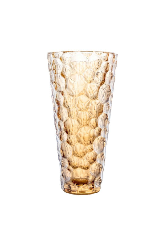 11.5 Inch Amber Textured Cup Glass Vase 6W x 11.5H -- 6 Per Case