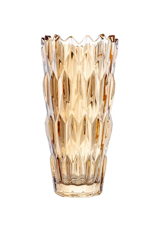 11.5 Inch Amber Textured Cup Glass Vase 5.5W X 11.5H -- 6 Per Case