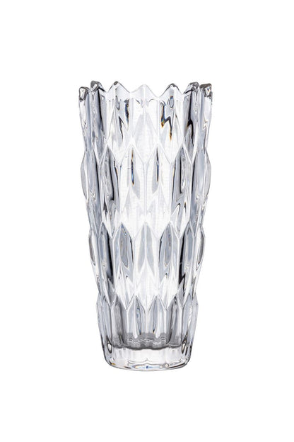 9.5 Inch Clear Textured Cup Glass Vase 5W x 9.5H -- 12 Per Case