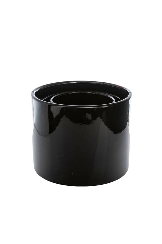3-Piece Set Glossy Black Cylinder Ceramic Vase 7.5W x 6H -- 6 Per Case