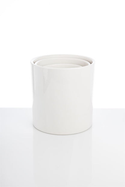 3-Piece Set White Cylinder Ceramic Vase 7W x 7.25H -- 6 Per Case