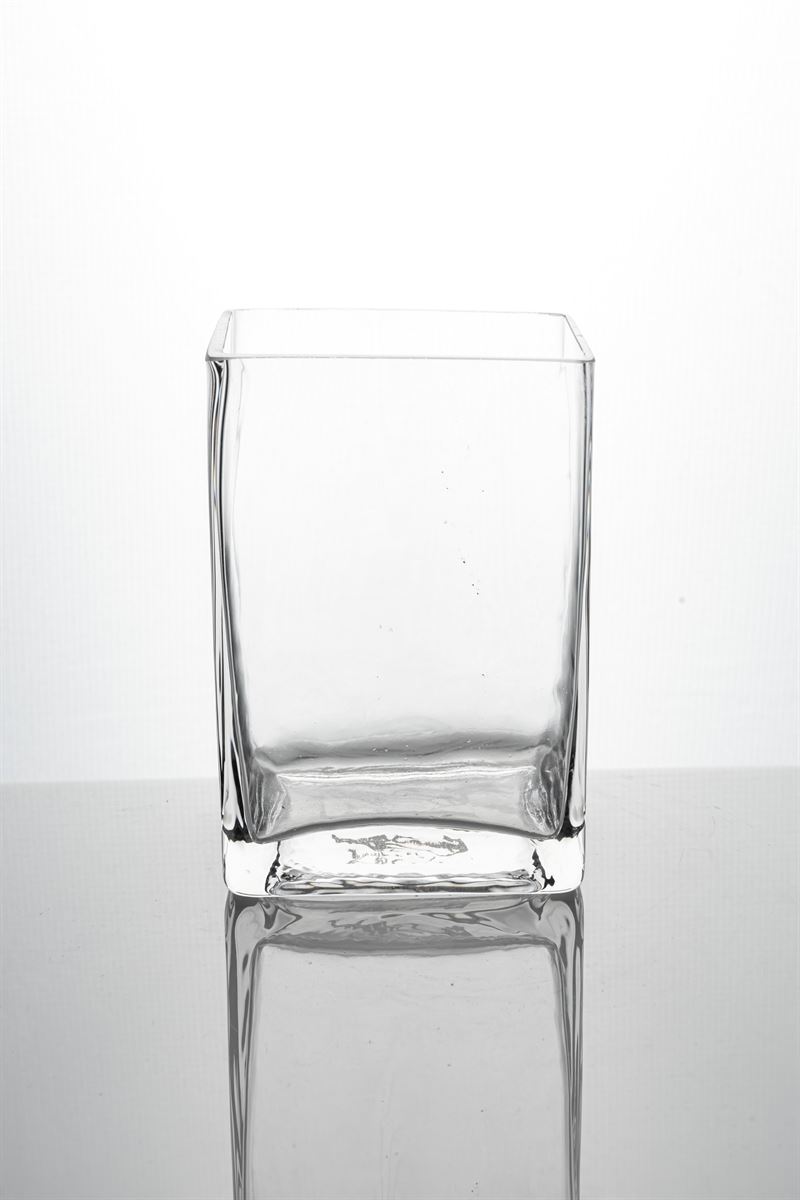 6 Inch Clear Rectangular Glass Vase 4L x 3W x 6H -- 12 Per Case