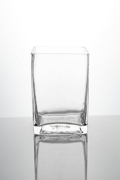 6 Inch Clear Rectangular Glass Vase 4L x 3W x 6H -- 12 Per Case