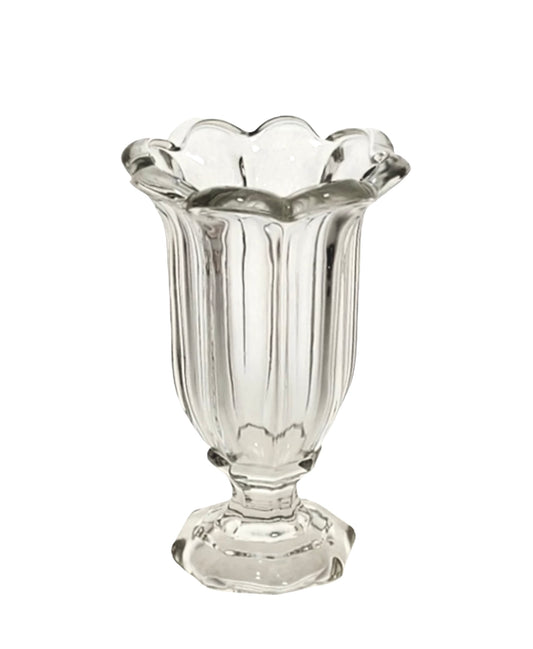 11 Inch Clear Flared Belly Pedestal Glass Vase 7W x 11H -- 8 Per Case