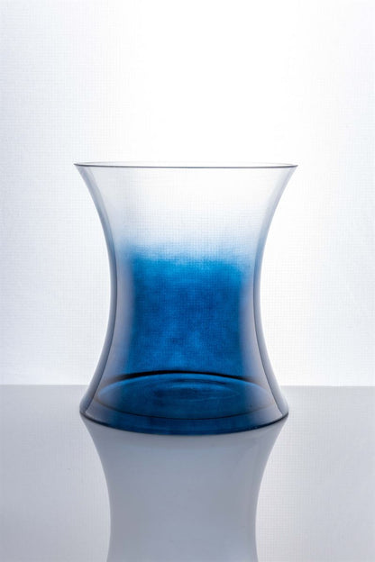 8.5 Inch Blue Hour Glass Vase 7.5W x 8.5H -- 6 Per Case