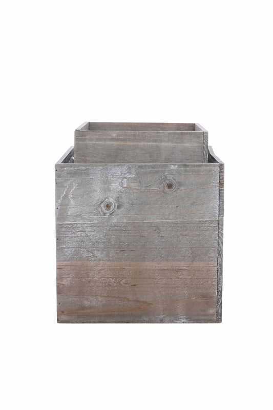 2-Piece Set Gray Cube Wooden Planter w/ Plastic Liner 10W x 10H -- 8 Per Case