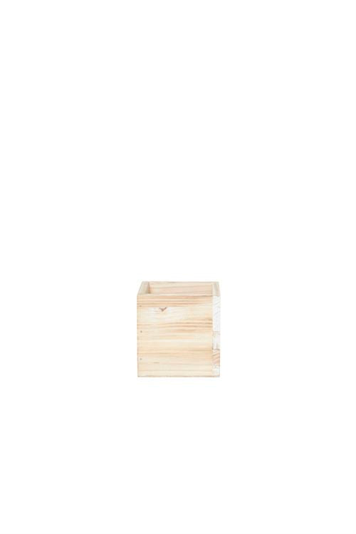 4 Inch White Cube Wooden Planter w/ Plastic Liner 4W 4H -- 48 Per Case