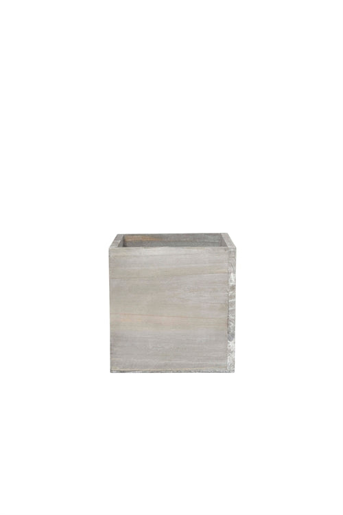 6 Inch Gray Cube Wooden Planter w/ Plastic Liner 6W x 6H -- 18 Per Case