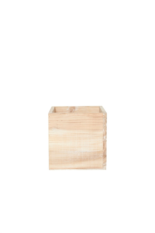 6 Inch White Cube Wooden Planter w/ Plastic Liner 6W x 6H -- 18 Per Case