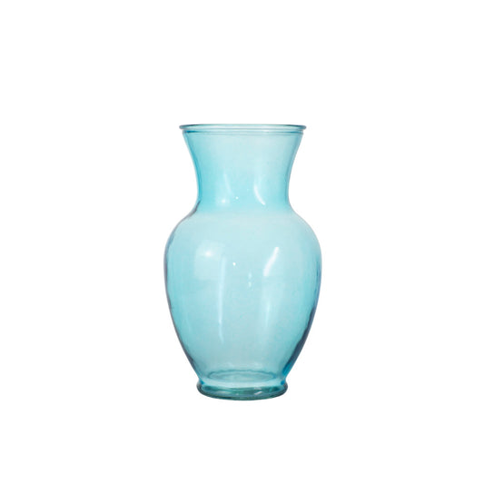 11 Inch Light Blue Belly Glass Vase 5W x 11H -- 6 Per Case