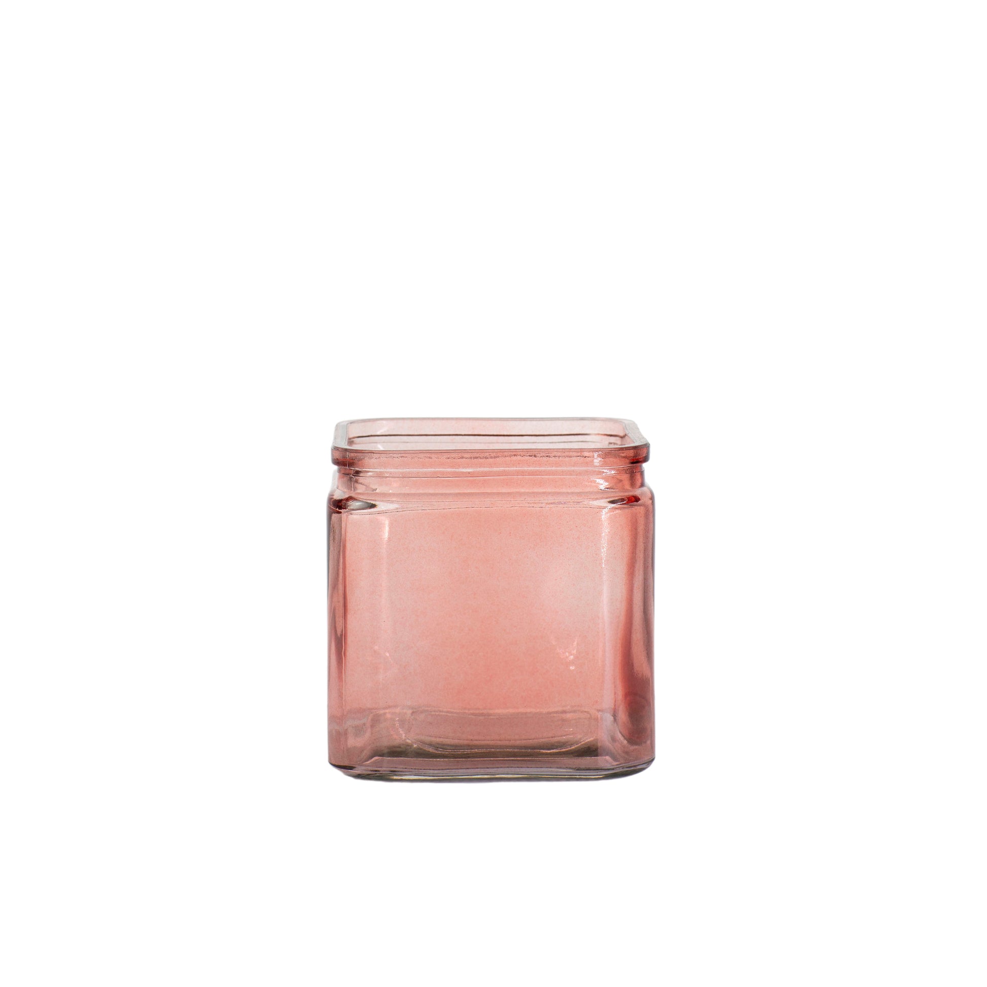 4.75 Inch Pale Pink Cube Glass Vase 4.75W X 4.75H -- 12 Per Case