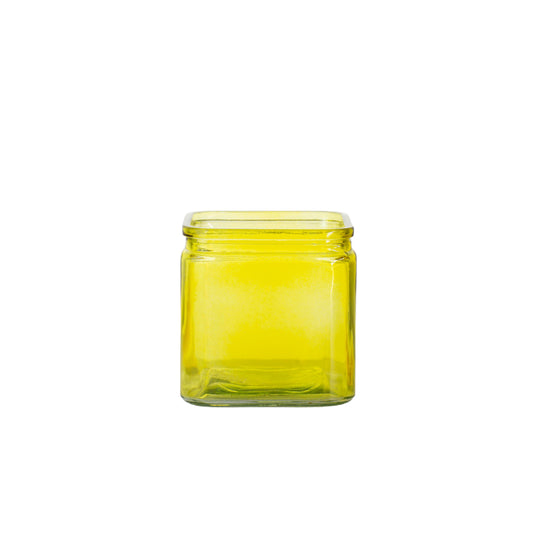 4.75 Inch Yellow Cube Glass Vase 4.75W x 4.75H -- 12 Per Case