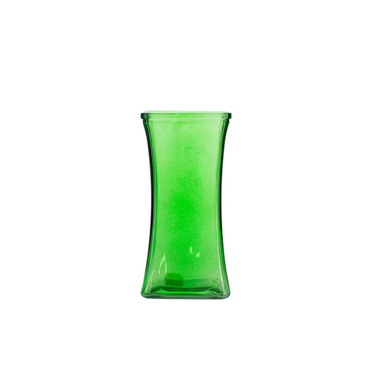 8.75 Inch Green Flared Square Glass Vase 4W x 8.75H -- 12 Per Case