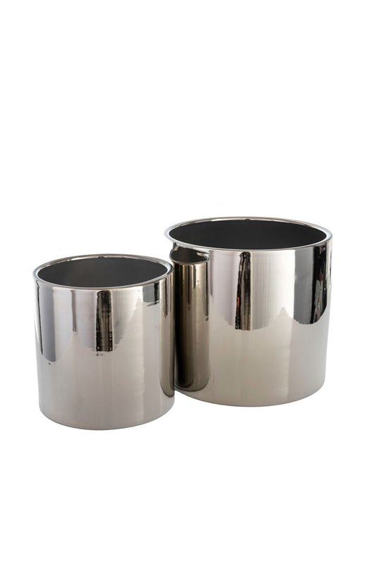 2-Piece Set Silver Cylinder Ceramic Vase 6.5W x 6H -- 6 Per Case