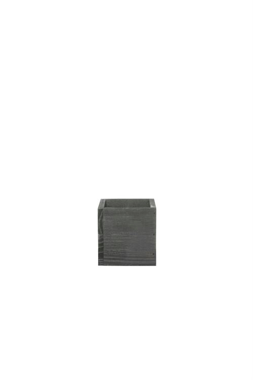 4 Inch Ebony Black Cube Wooden Planter w/ Plastic Liner 4W x 4H -- 48 Per Case