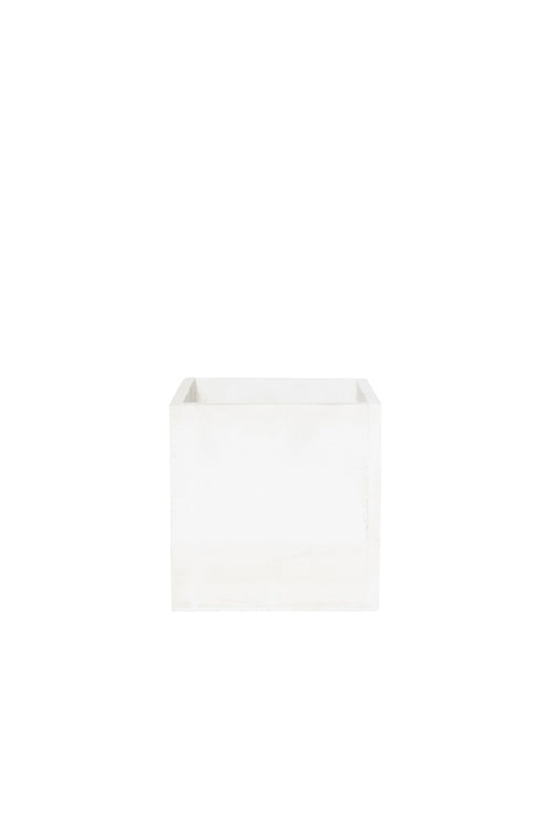 6 Inch Pure White Cube Wooden Planter w/ Plastic Liner 6W x 6H -- 18 Per Case